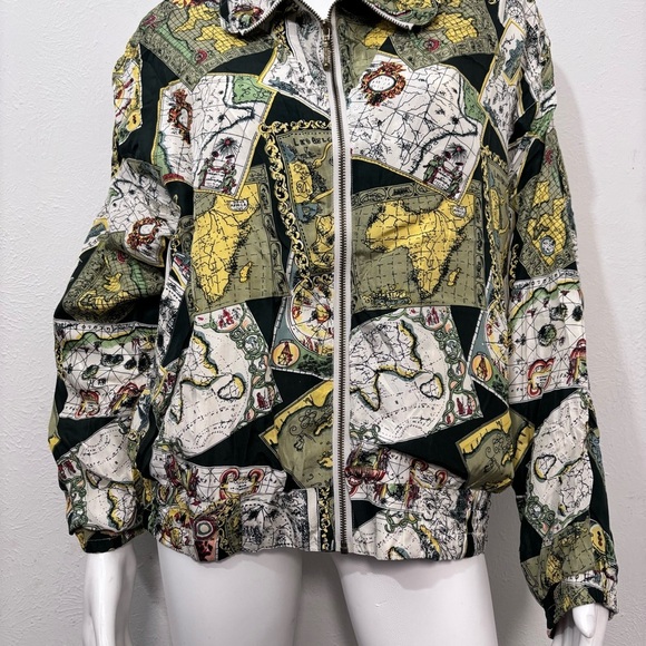 Vintage 100% Silk 80s Geography
Map Windbreaker Sz (L) - Picture 3 of 8